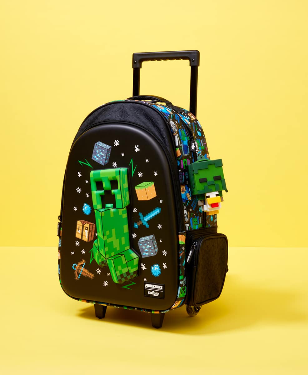 Minecraft Trolley Backpack With Light Up Wheels