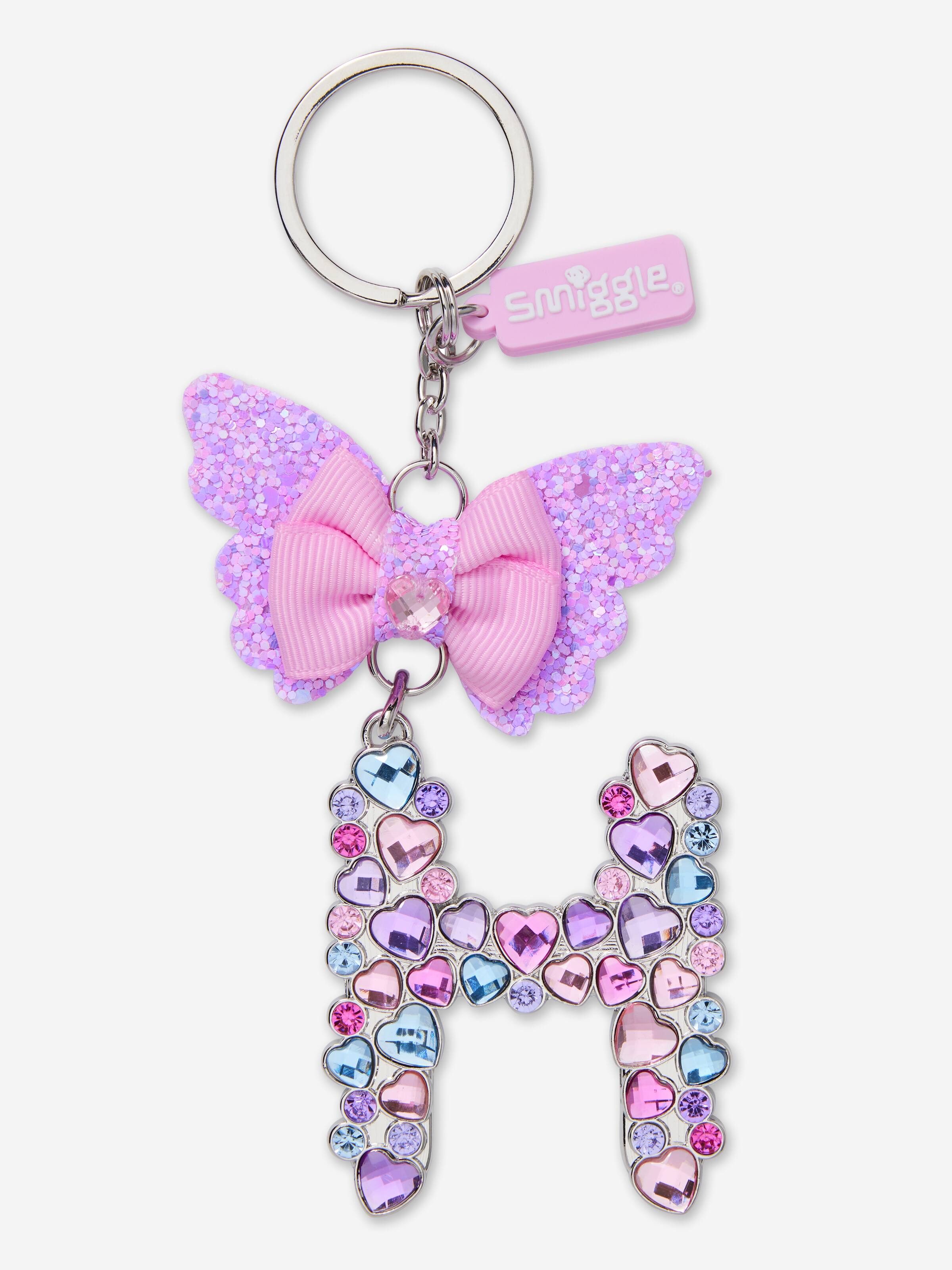 Personalized Initial Keychain For Girls - Cute Butterfly & Heart Resin Letter Keyring With Tassel