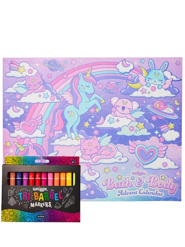 Bath & Body Advent Calendar & Tri Barrel Marker Pack Bundle                                                                     